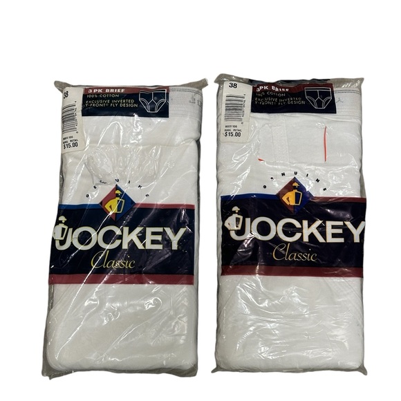 2 Packs of 3 Men’s Vintage Jockey 38 Brief White 1996 Y Front Fly Style 9007CR - Picture 3 of 7
